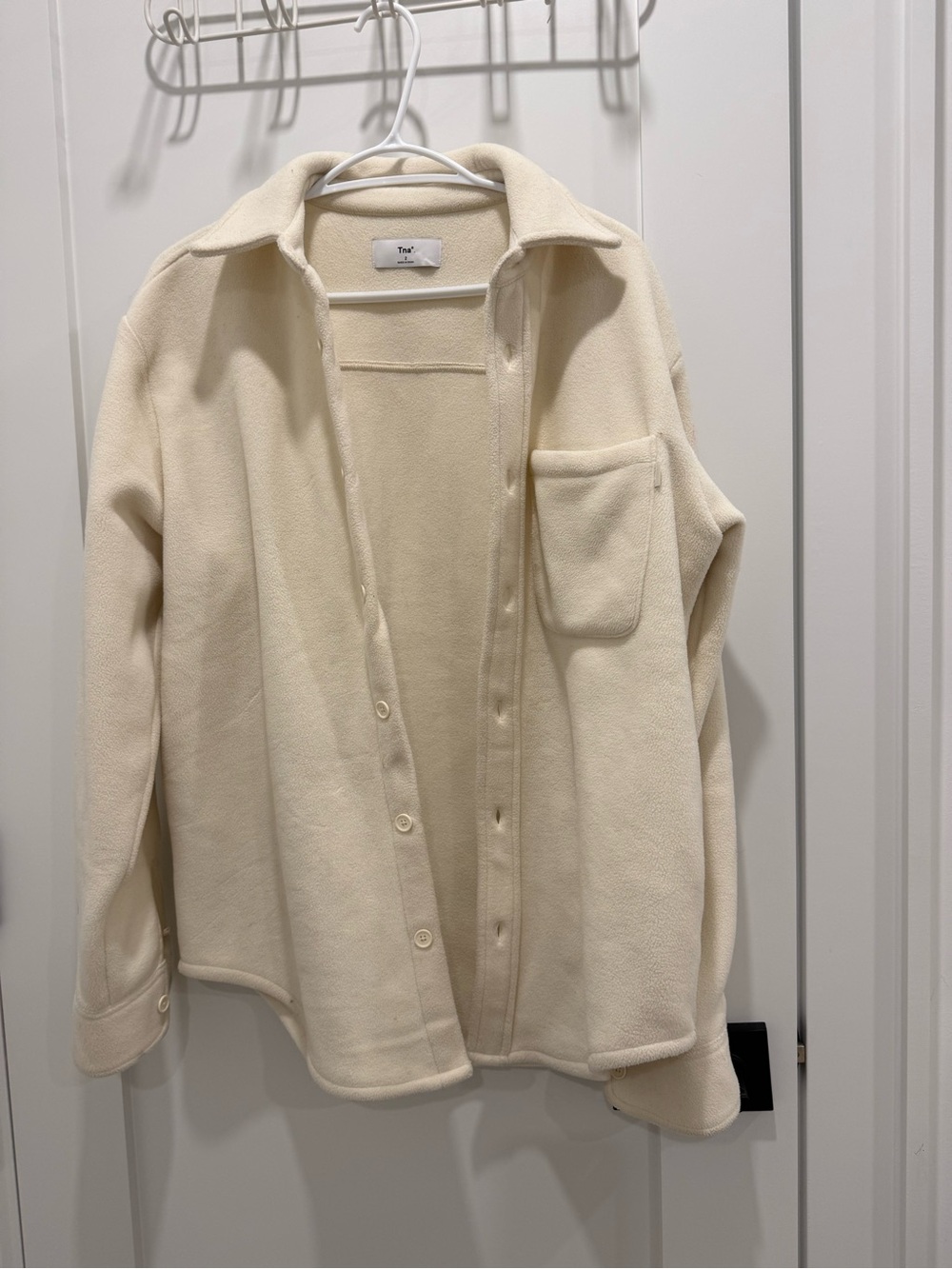 TNA Cream Button-Front Fleece Shacket